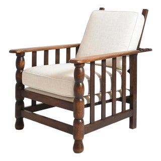 Vintage Dudouyt Style Lounge Chair in Oak, 1940s For Sale
