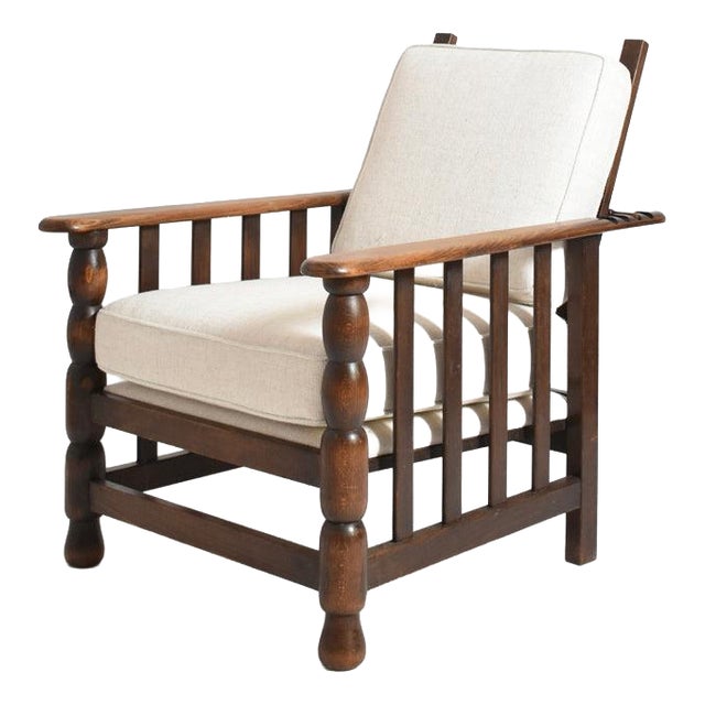 Vintage Dudouyt Style Lounge Chair in Oak, 1940s For Sale