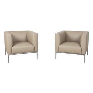 Jaan Lounge Chairs in Cream Leather and Chrome from Walter Knoll / Wilhelm Knoll, Set of 2 For Sale