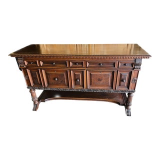 C. 1890 Jacobean Server Cabinet Sideboard For Sale