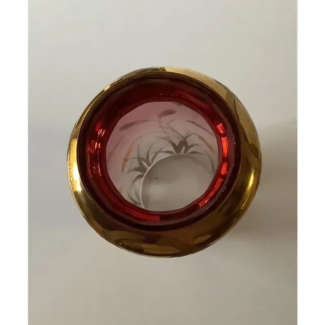 Moser Hand Painted Enamel Glass Vase circa 1920 9 x 2.75 in. Excellent condition