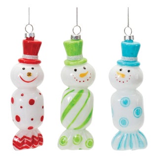 Glass Snowman Candy Ornament (Set of 12) For Sale