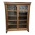Arts & Craft Antique Oak Bookcase Double Doors Lead-Glass Tulips Claw Feet on Rollers For Sale
