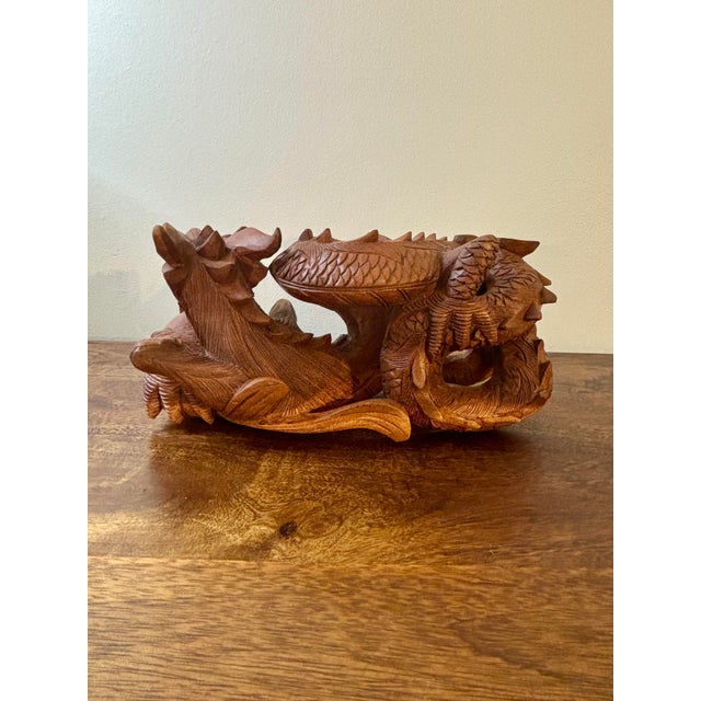 Vintage Chinese Hand-Carved Wooden Dragon Sculpture For Sale - Image 4 of 10