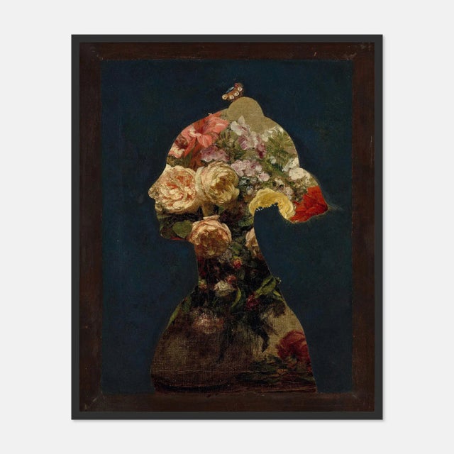 Contemporary Floral Silhouette 3 by Lara Fowler in Black Frame, XS Art Print For Sale - Image 3 of 3