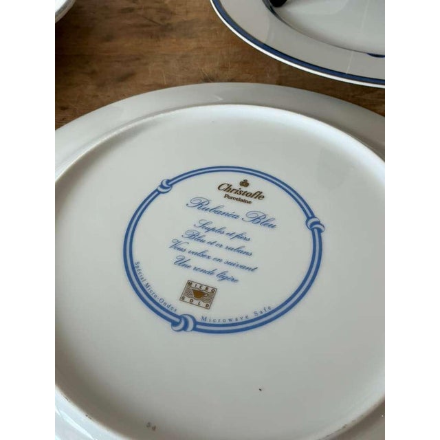 Late 20th Century Vintage Boho Christofle "Rubanea Blue" Dinner Plates - A Pair For Sale - Image 5 of 8