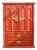 Vintage Red Armoire With Ornate Gold Hardware For Sale