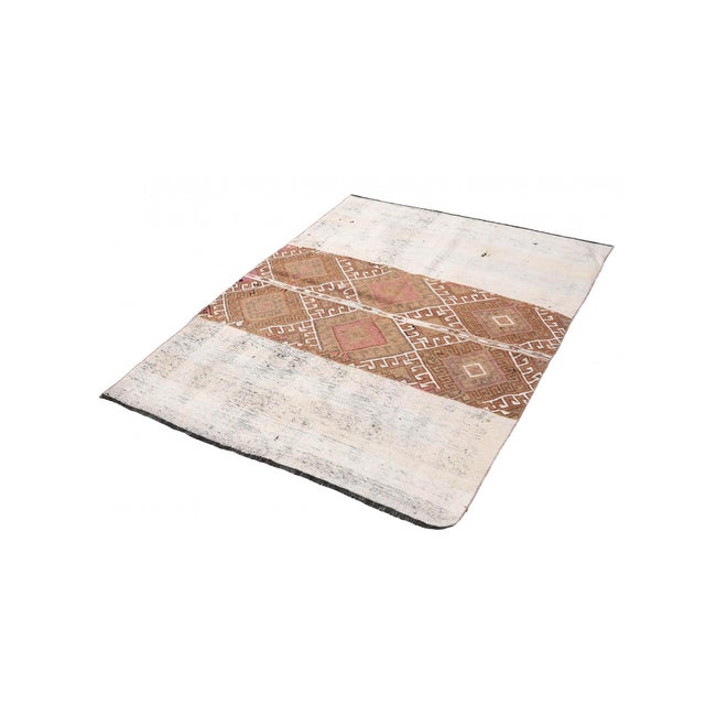 Mid-Century Modern Vintage Small Decorative Kilim Rug - 4`1″ X 5`9″ For Sale - Image 3 of 6