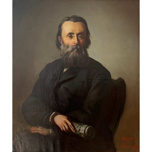 Eugène Beyer, Portrait d'homme assis à la Torah, Oil on Canvas For Sale - Image 12 of 12