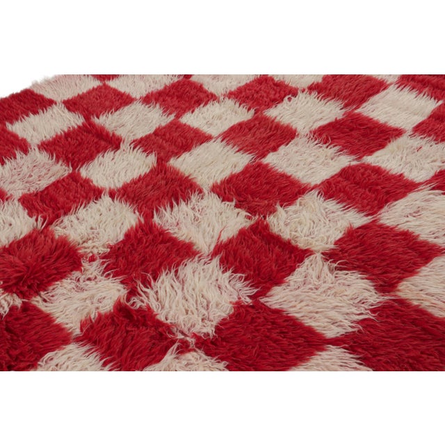 Rug & Kilim 1950s Vintage Square Tulu Rug With Checkered Geometric Patterns For Sale - Image 4 of 7
