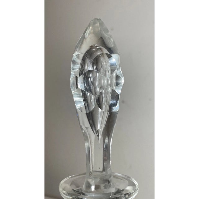 Antique Clear Frosted Crystal Czech Bohemian Rose Art Deco Glass Decanter - Set of 7 For Sale - Image 10 of 12