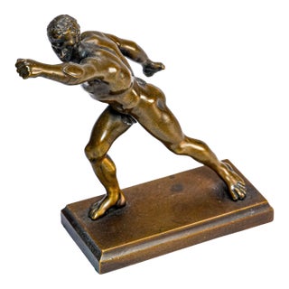 Wonderful Miniature Borghese Gladiator Antique Grand Tour Bronze Statue Sculpture Neoclassical For Sale