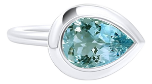 Natural Solitaire Aquamarine Ring 6.5 14k W Gold 1.60 TCW Certified