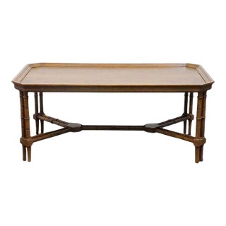 Altavista Lane Bookmatched Walnut Asian Inspired Faux Bamboo 42" Accent Coffee Table 4283 For Sale