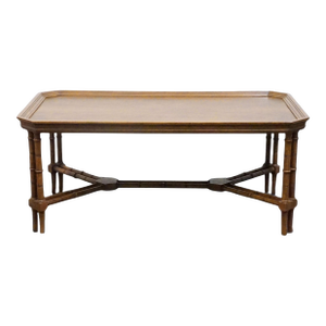 Altavista Lane Bookmatched Walnut Asian Inspired Faux Bamboo 42" Accent Coffee Table 4283