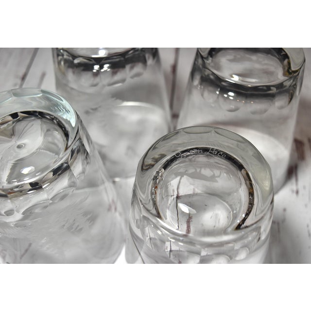 Mid 20th Century American Etched Animal Queen Lace Crystal Double Old Fashioned Glasses - Set of 4 For Sale - Image 12 of 15
