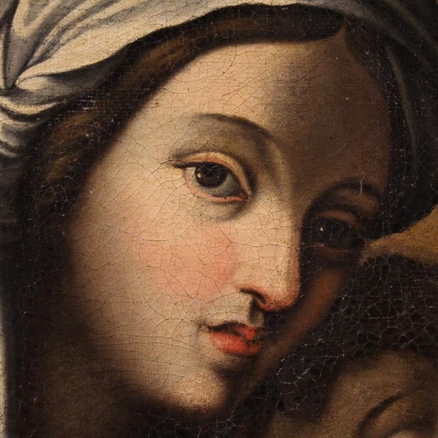 Italian Artist, Virgin with Child, 1720, Oil on Canvas For Sale - Image 12 of 16