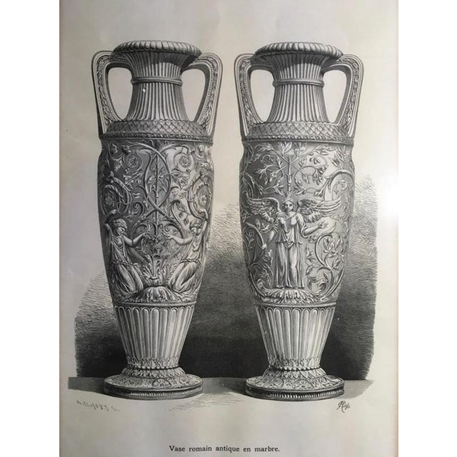 French Artist, Neoclassical Roman Marble Urns, 1850, Black and White Print For Sale - Image 6 of 18