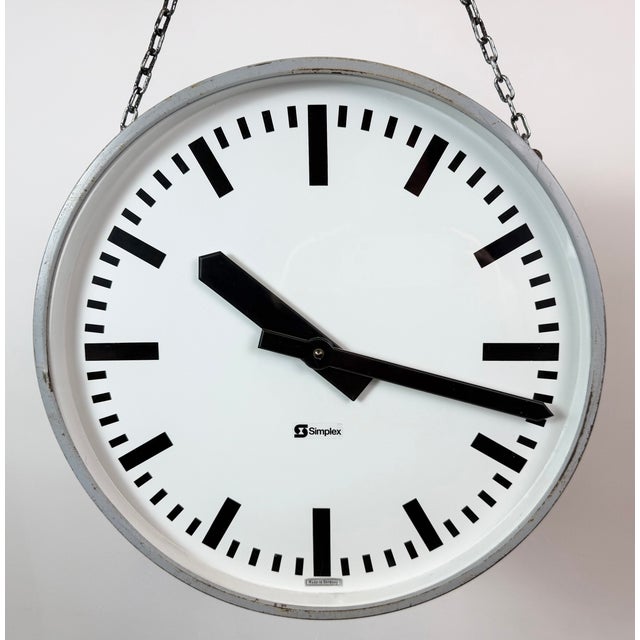Large Industrial Double Sided Factory Clock from Simlex, 1960s For Sale - Image 12 of 18