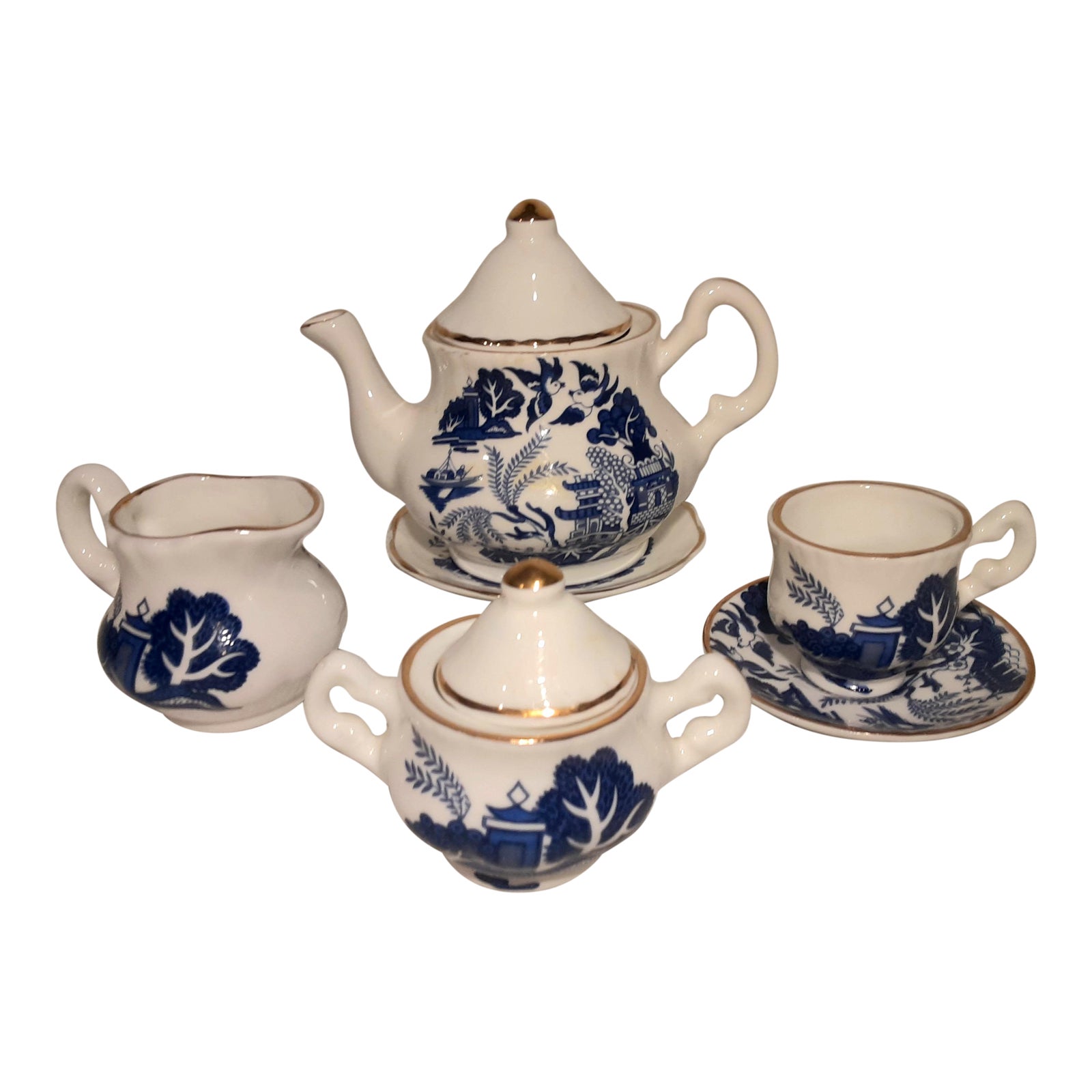 Vintage Harrod's Blue Willow Miniature Tea Set 6 Pieces Chairish