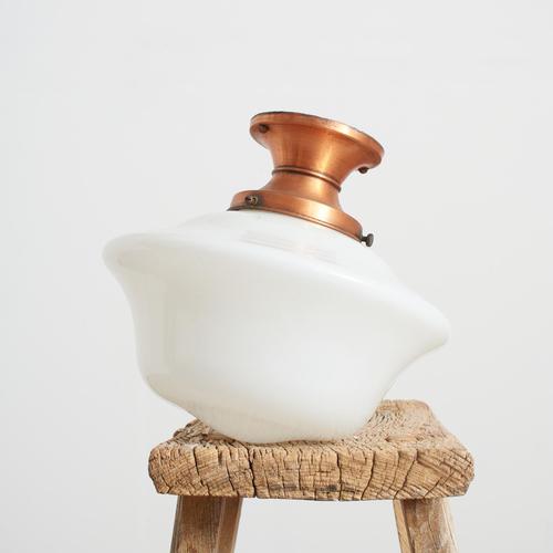 Vintage Church Opaline Flush Ceiling Lights, 1930s, Set of 2 For Sale - Image 3 of 7