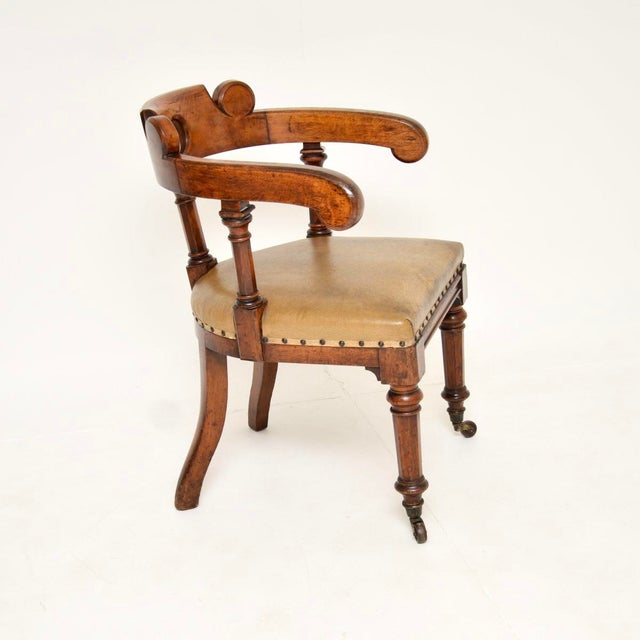 Antique Victorian Gothic Revival Oak Desk Chair, 1870s For Sale - Image 3 of 12