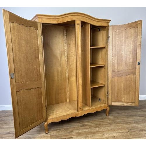 Vintage French Louis XVI Style Two Door Wardrobe in Carved Oak For Sale - Image 10 of 11