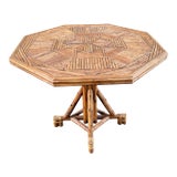 Mid 20th Century Rattan Bamboo Octagonal Dining or Center Table For Sale