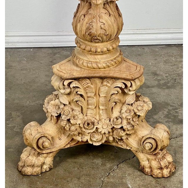 Tan 19th C. French Carved Beached Walnut Standing Lamp For Sale - Image 8 of 12