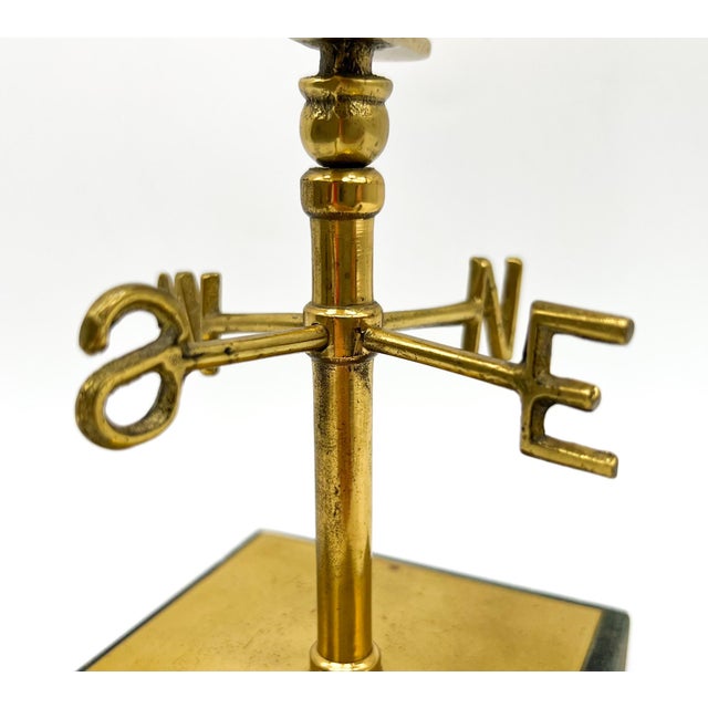 Vintage English Solid Brass Rooster Weathervane on Slate Base by Thomas Blakemore, 1981 - English Country, Farmhouse, Rustic, Americana For Sale In Houston - Image 6 of 11