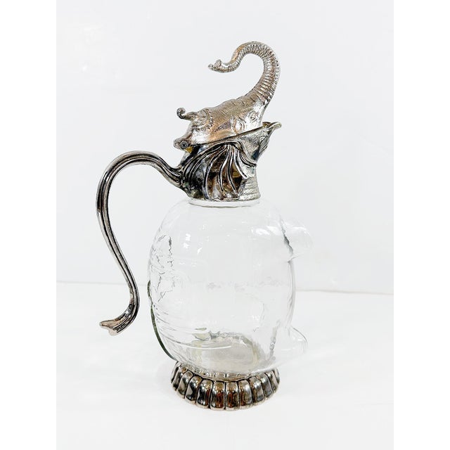 1950's French Silver Plate & Glass Elephant Decanter For Sale - Image 4 of 5