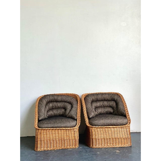 Vintage Woven Rattan Lounge Chairs - A Pair For Sale - Image 18 of 18