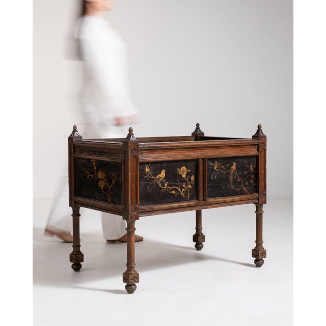 Napoleon III Jardinière with Floral and Bird Motifs, Second Empire Style, France, Circa 1880 For Sale - Image 12 of 15