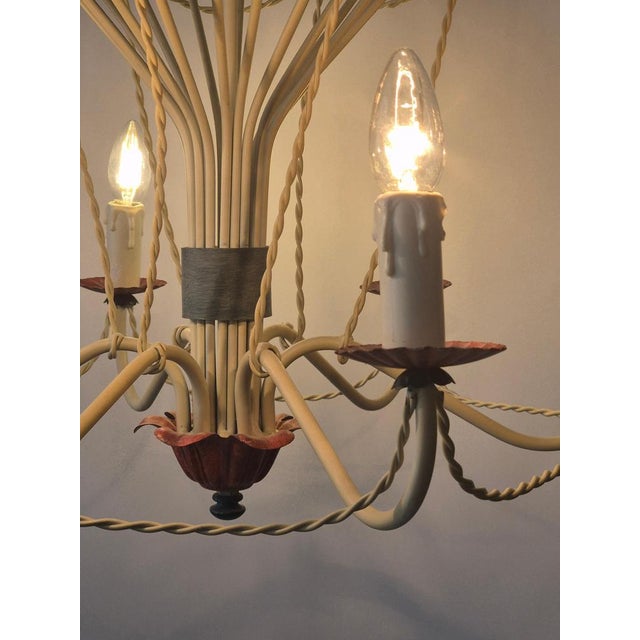 Mid-Century French Gilt Iron and Painted Tôle Hot Air Balloon Chandelier For Sale - Image 4 of 15