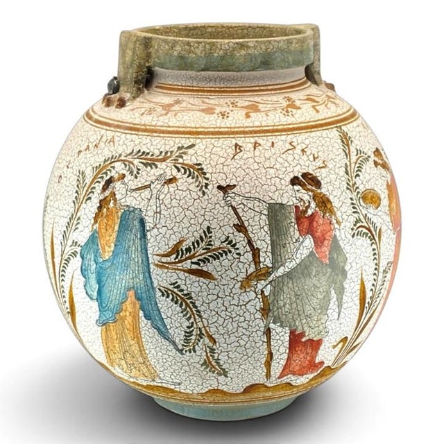 Late 20th Century Ancient Greek Museum Reproduction Vase (12-Inch, Crackle Glaze, Uogc #47, Vessel, Hand-Made, Vintage, Late 20th Century Replica) For Sale - Image 5 of 18
