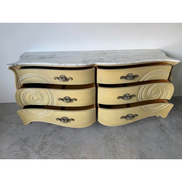 Rococo Vintage Grosfeld House French Rococo Style Marble Top Double Dresser For Sale - Image 3 of 13