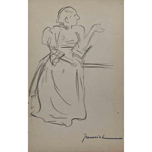 Figure is an original Drawing on paper realized by the painter Pierre Georges Jeanniot (1848-1934). Drawing in Pencil....