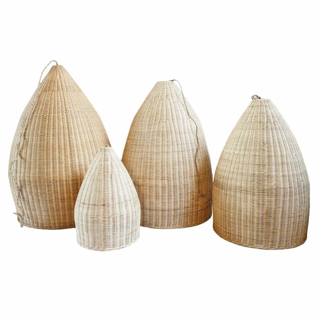 2020s Raw Wicker Organic Modern Coastal Pod Pendant Light Large For Sale - Image 5 of 10