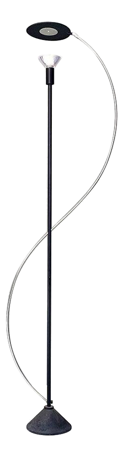 Italian Post Modern Black Metal and Steel Floor Halogen Floor Lamp, 1980s