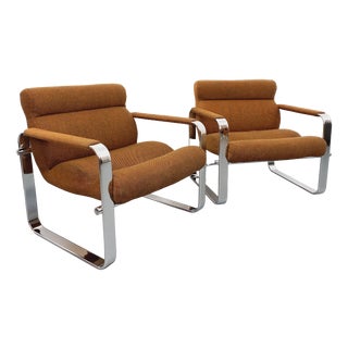 Vintage Eero Aarnio Armchairs for Framac in Fabric and Chrome from the 1960s and 70s by Eero Aarnio, 1970s, Set of 2 For Sale