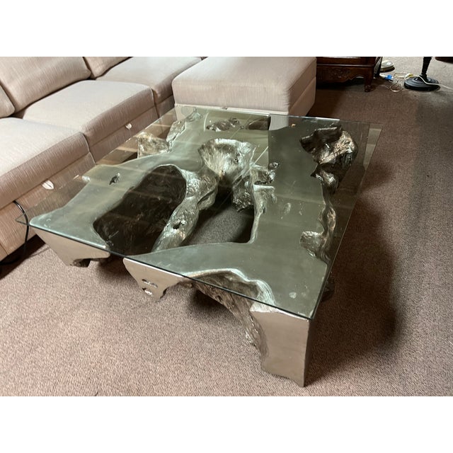 Sequoia Coffee Table Silver Leaf Table For Sale - Image 9 of 11
