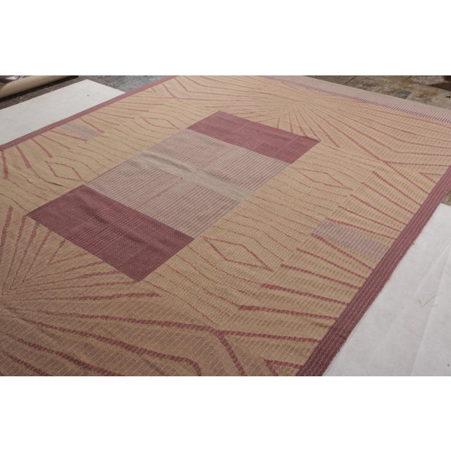 Rug & Kilim Vintage Van Campen Style Needlepoint in Mauve Geometric Patterns by Rug & Kilim For Sale - Image 4 of 6