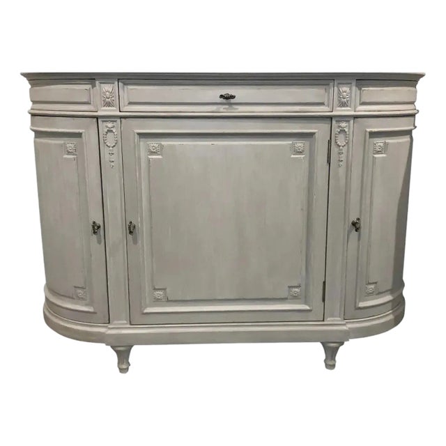 Theodore Alexander Gustavian Style Gray Wood Adelaide Cabinet For Sale