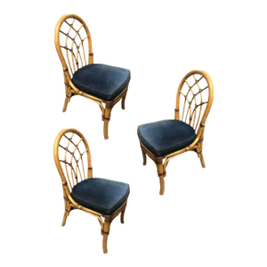Restored Rattan Dining Chairs With Cathedral Back
