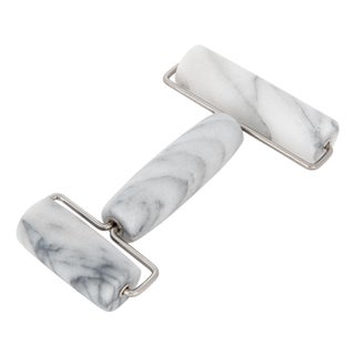 Marble Double Pastry Pie Roller, White For Sale