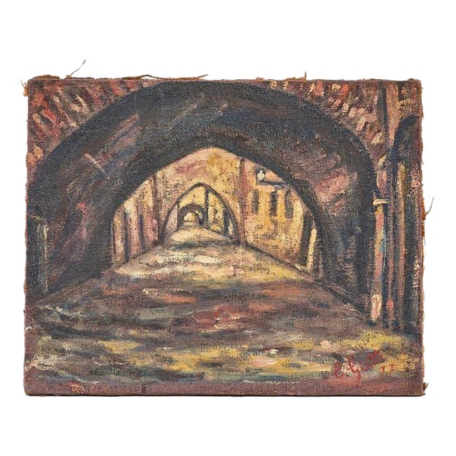 Cesare Giatti, Tunnel Painting, 1970s, Oil on Panel For Sale