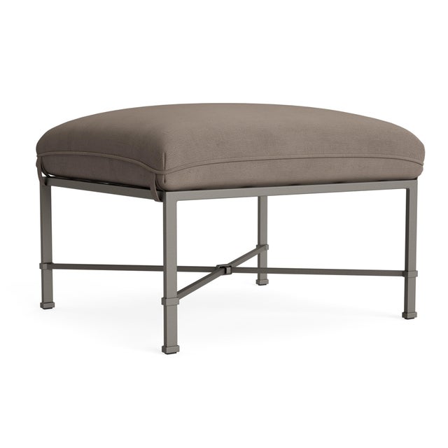 Contemporary Brown Jordan Venetian Ottoman, Mica frame with Fusion Taupe fabric For Sale - Image 3 of 11