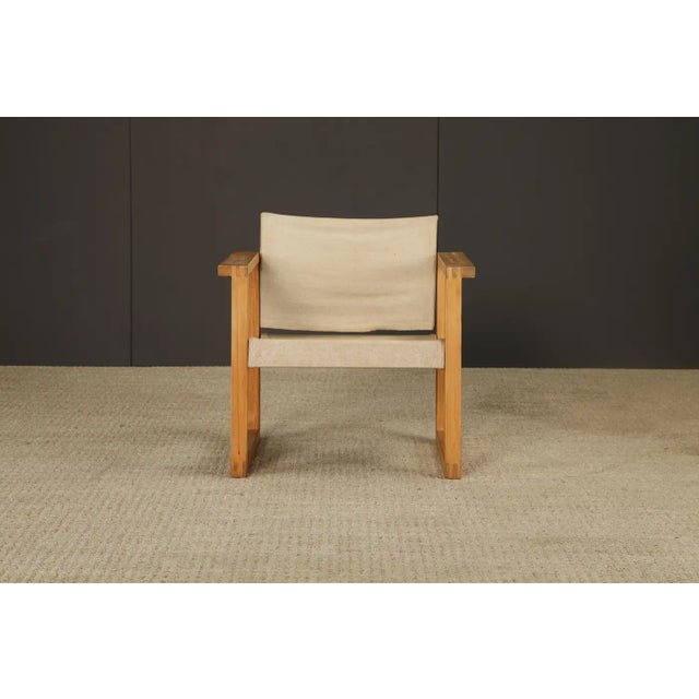 Minimalist Safari Sling Lounge Chair in Natural Canvas and Solid Wood, C 1970s For Sale In Los Angeles - Image 6 of 16