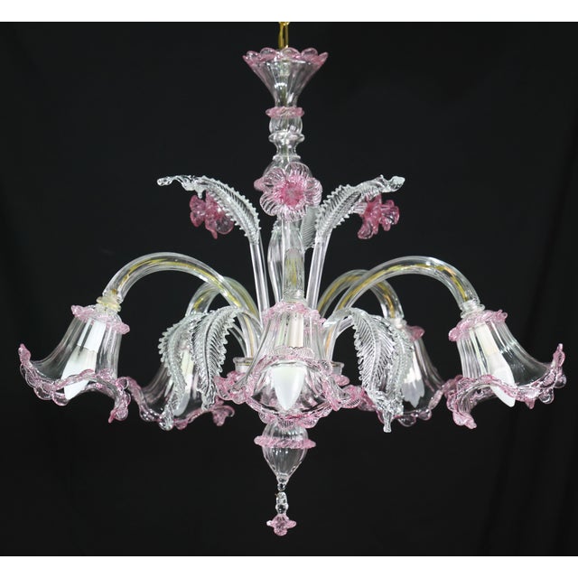 Vintage Venetian Chandelier, Pink Murano Glass, 1960s For Sale - Image 4 of 16