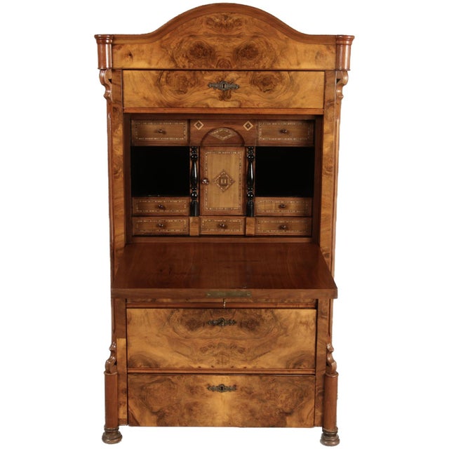 Antique Louis Phillipe Secretary in Walnut, 1860 For Sale - Image 4 of 18